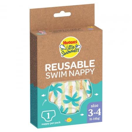 Pentru bebelusi - Scutece chilotel refolosibili pentru apa Huggies Little Swimmers Tropical , Marimea 3-4, 1 bucata