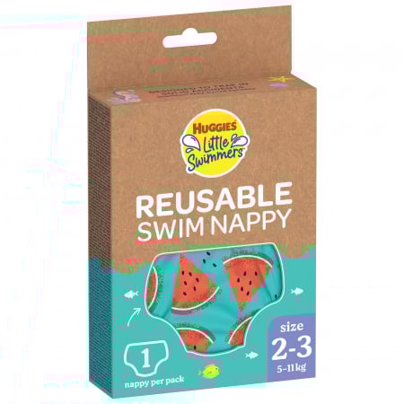 Pentru bebelusi - Scutece chilotel refolosibili pentru apa Huggies Little Swimmers Watermelon, Marimea 2-3, 1 bucata
