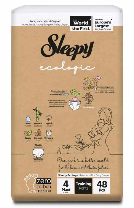 Promotii - Scutece chilotel Sleepy Ecologic Double, Marimea 4, 7-14 kg, 48 bucati