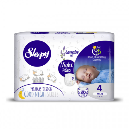 Pentru bebelusi - Scutece chilotel Sleepy Natural Night, Marimea 4, 9-16 kg, 26 bucati