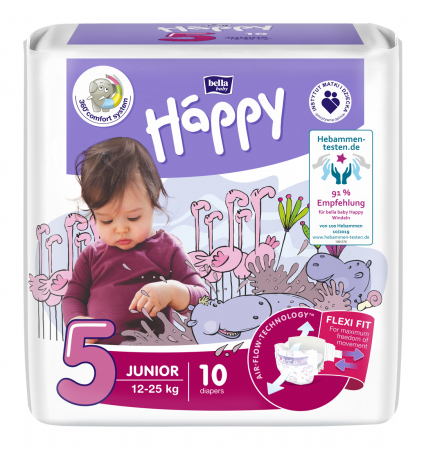Scutece copii Happy Junior, Marimea 5, 12-25 kg, 10 bucati