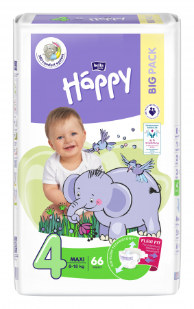 Promotii - Scutece copii Happy, Maxi, nr 4, 8-18 kg, 66 bucati