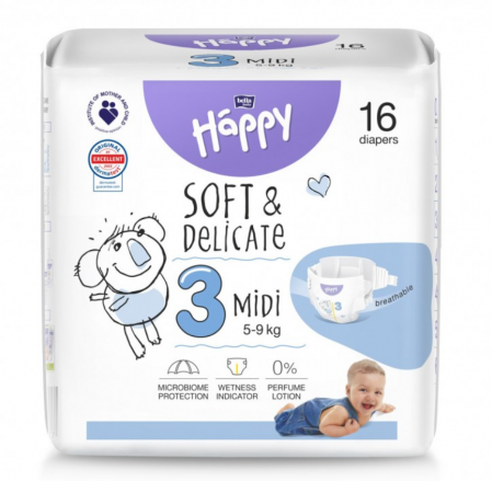Promotii - Scutece copii Happy Soft Delicate Midi, Nr3, 5-9 kg, 16 buc