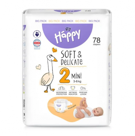 Promotii - Scutece copii Happy Solf & Delicate Mini,Nr.2,3-6 kg,78 buc