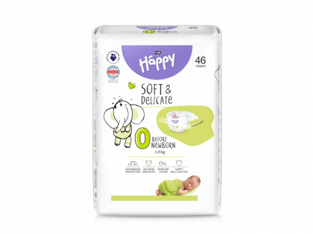 Scutece Si Chilotei - Scutece Happy Before New Born, +2 Kg, 46 bucati