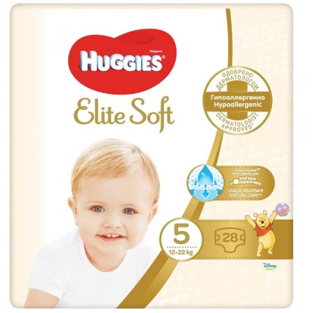 Scutece Si Chilotei - Scutece Huggies Elite Soft Jumbo JR, Nr. 5, 12-22 kg, 28 buc