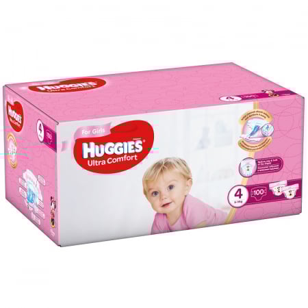 Promotii - Scutece Huggies Ultra Comfort Box, Fetite, Marimea 4, 8-14 kg, 100 bucati