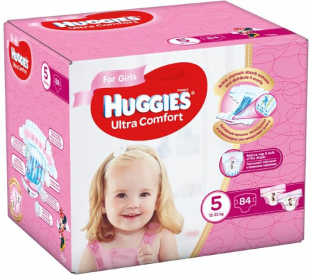 Scutece Huggies Ultra Comfort Box, Fetite, Marimea 5, 12-22 kg, 84 bucati