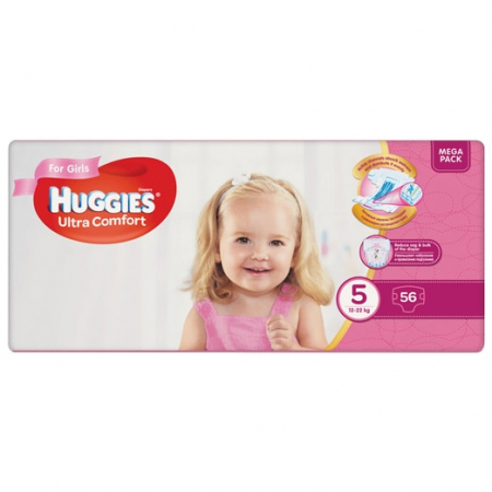 Promotii - Scutece Huggies Ultra Comfort Mega, Fetite, Marimea 5, 12-22 kg, 56 bucati