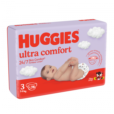 Pentru bebelusi - Scutece Huggies Ultra Comfort Mega Unisex, Marimea 3, 5-9 kg, 78 bucati