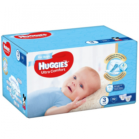 Pentru bebelusi - Scutece Huggies Ultra Comfort, Boy,  Marimea 3, 5-9 kg, 112 bucati