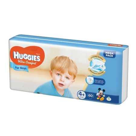 Pentru bebelusi - Scutece Huggies Ultra Comfort, Boy, Marimea 4+, 10-16 kg, 60 bucati