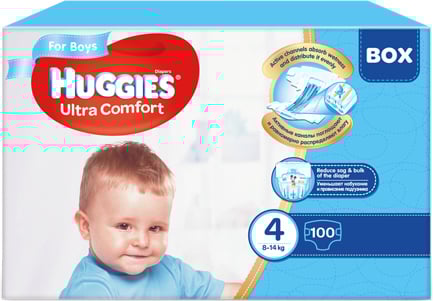 Promotii - Scutece Huggies Ultra Comfort, Boy, Marimea 4, 8-14 kg, 100 bucati