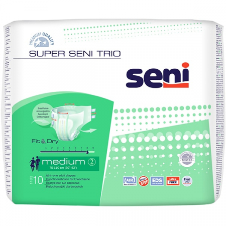Scutece Incontinenta Adulti Super Seni® Trio Fit&Dry Medium, 75-110 cm, 10 bucati  [0]