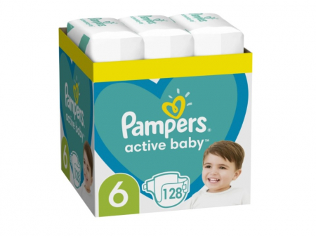 Pentru bebelusi - Scutece Pampers Active Baby Marimea 6, 13 - 18 Kg, 128 Bucati