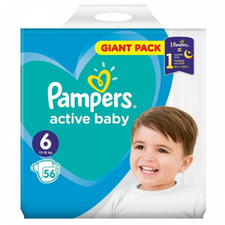 Scutece Pampers Active Baby Giant Pack, Marimea 6, 13-18 kg, 68 bucati