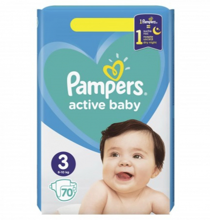 Scutece Pampers Active Baby, Maxi pack, Marimea 3, 6-10 kg, 70 bucati