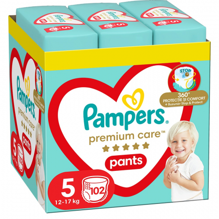 Pentru bebelusi - Scutece Pampers Pants Premium Care Marimea 5, 12 - 17 Kg, 102 Bucati