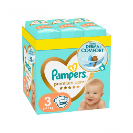 Pentru bebelusi - Scutece Pampers Premium Care Marimea 3, 5 - 9 Kg, 200 Bucati