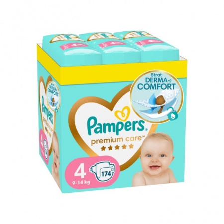 Pentru bebelusi - Scutece Pampers Premium Care Marimea 4, 9 - 14 Kg, 174 Bucati