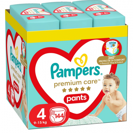 Pentru bebelusi - Scutece Pampers Premium Pants Marimea 4, 9 - 15Kg, 114 Bucati