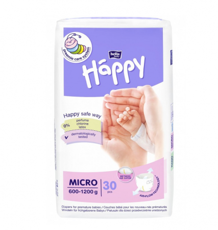 Scutece Si Chilotei - Scutece prematuri micro 600-1200gr, 30 bucati