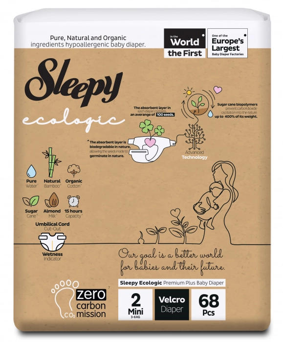 Promotii - Scutece Sleepy Ecologic Double, Marimea 2, 3-6 kg, 68bucati