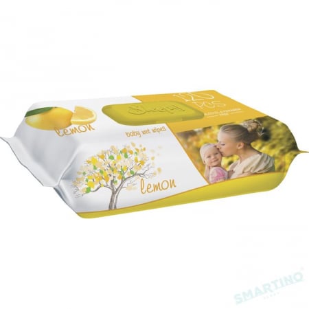 Servetele Umede Bebelusi - Servetele umede bebelusi Sleepy Lemon, cu aroma de lamaie, 1 pachet, 120 bucati