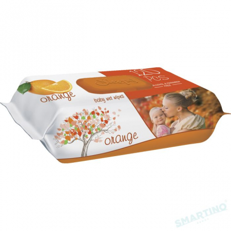 Servetele Umede Bebelusi - Servetele umede bebelusi Sleepy Orange, cu aroma de portocala, 1 pachet, 120 bucati