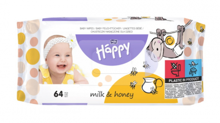 Servetele umede Happy Milk&Honey, 1 pachet, 64 bucati