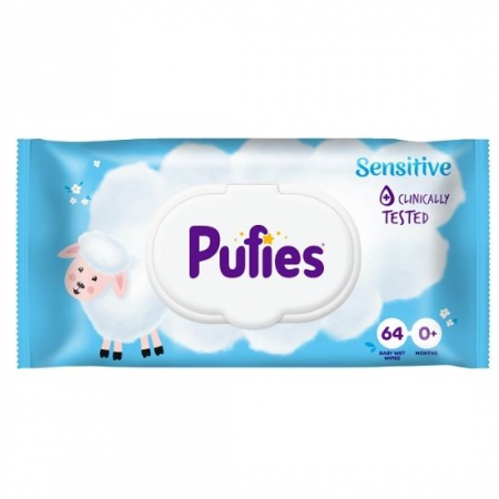 Servetele Umede Bebelusi - Servetele Umede Pufies Sensitive, 64 buc