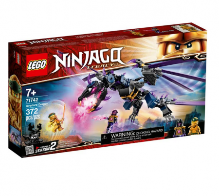 Jocuri si Jucarii - Set de constructie, LEGO®, Plastic, Ninjago 71742 Dragonul Domnului Intuneric, 372 piese, 7+, Multicolor