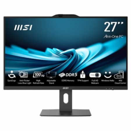Promotii - Sistem All In One PC MSI AIO PRO, 27" Full HD, Intel® Core™ 7 150U pana la 150U pana la 5.4 GHz, 16 GB RAM DDR5 2800, 1 TB SSD, Intel Iris™ Graphics, Windows 11 Pro, Black