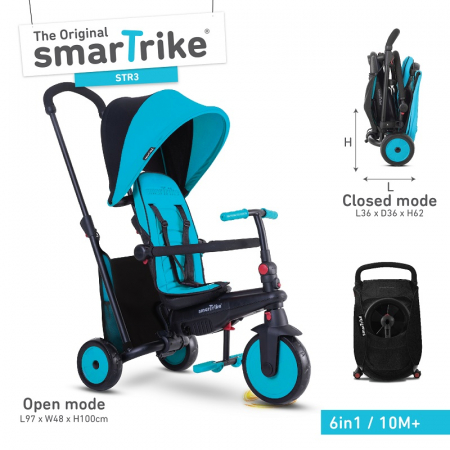 SmarTrike Tricicleta pliabila Smart fold 6w1 STR3, de la 10 luni, Albastru [0]