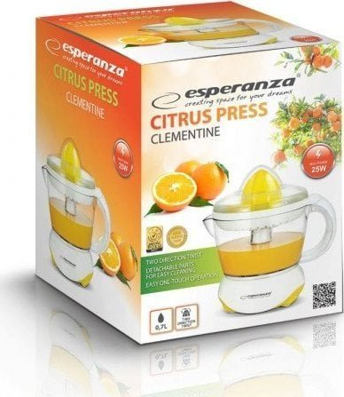 Storcător Citrice Electric Esperanza EKJ001Y 0,7 L, 25 W, Rotire Bidirecțională, Auto‑Start, Alb pukika.ro [2]