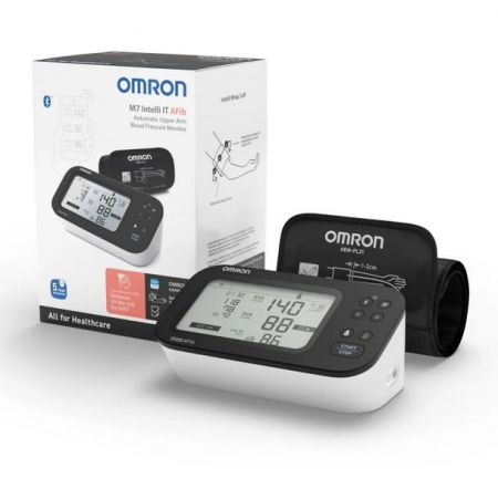 Ingrijire Adulti - Tensiometru automat Omron M7 pentru brat, masurarea tensiunii arteriale si a pulsului, cu afisaj digital, Alb/Negru pukika.ro