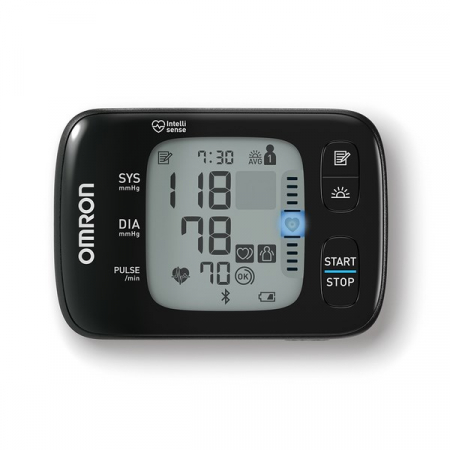 Tensiometru automat Omron RS7 pentru brat, cu afisaj digital, Bluetooth, masurarea tensiunii arteriale si a pulsului, Negru pukika.ro [1]