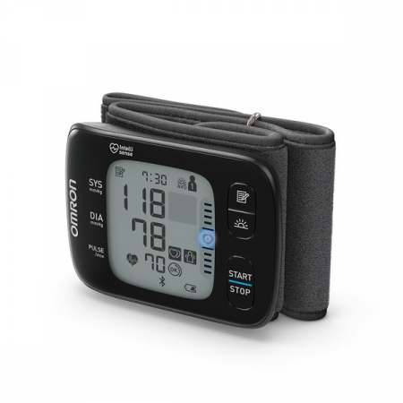 Promotii - Tensiometru automat Omron RS7 pentru brat, cu afisaj digital, Bluetooth, masurarea tensiunii arteriale si a pulsului, Negru pukika.ro