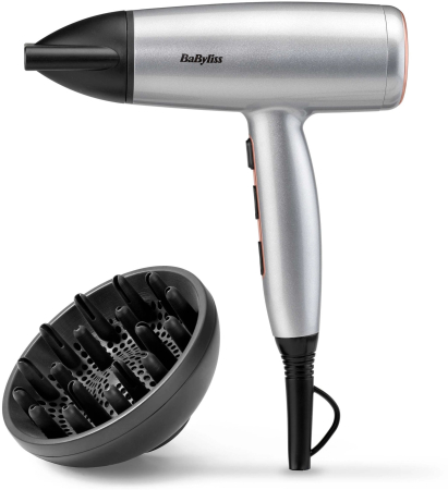 Uscătoare de Păr - Uscător de Păr BaByliss Cosmos, 2100 W, 2 viteze, 3 trepte temperatură, difuzor, Gri pukika.ro