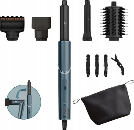 Alte produse - Uscător de Păr Shark Styler Limited Edition HD450TLEU, 1400 W, 3 trepte temperatură, 3 viteze, difuzor, Albastru pukika.ro
