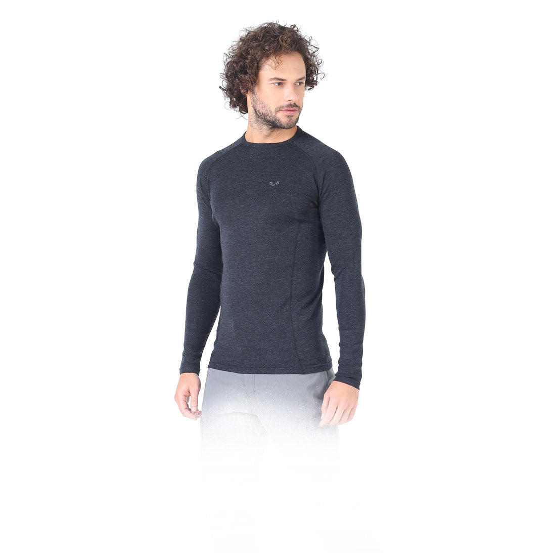 Remus - Bluza cu maneca lunga  - 100% Lana Merino Antracit, S