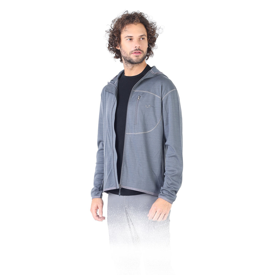 Maestro - Hanorac cu fermoar complet  - 100% Lana Merino Gri, L