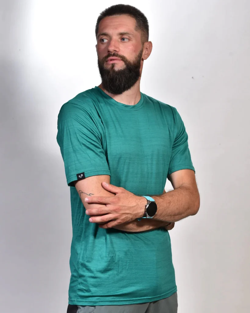 Notus - Tricou cu maneca scurta - 100% Lana Merino L, Verde Smarald