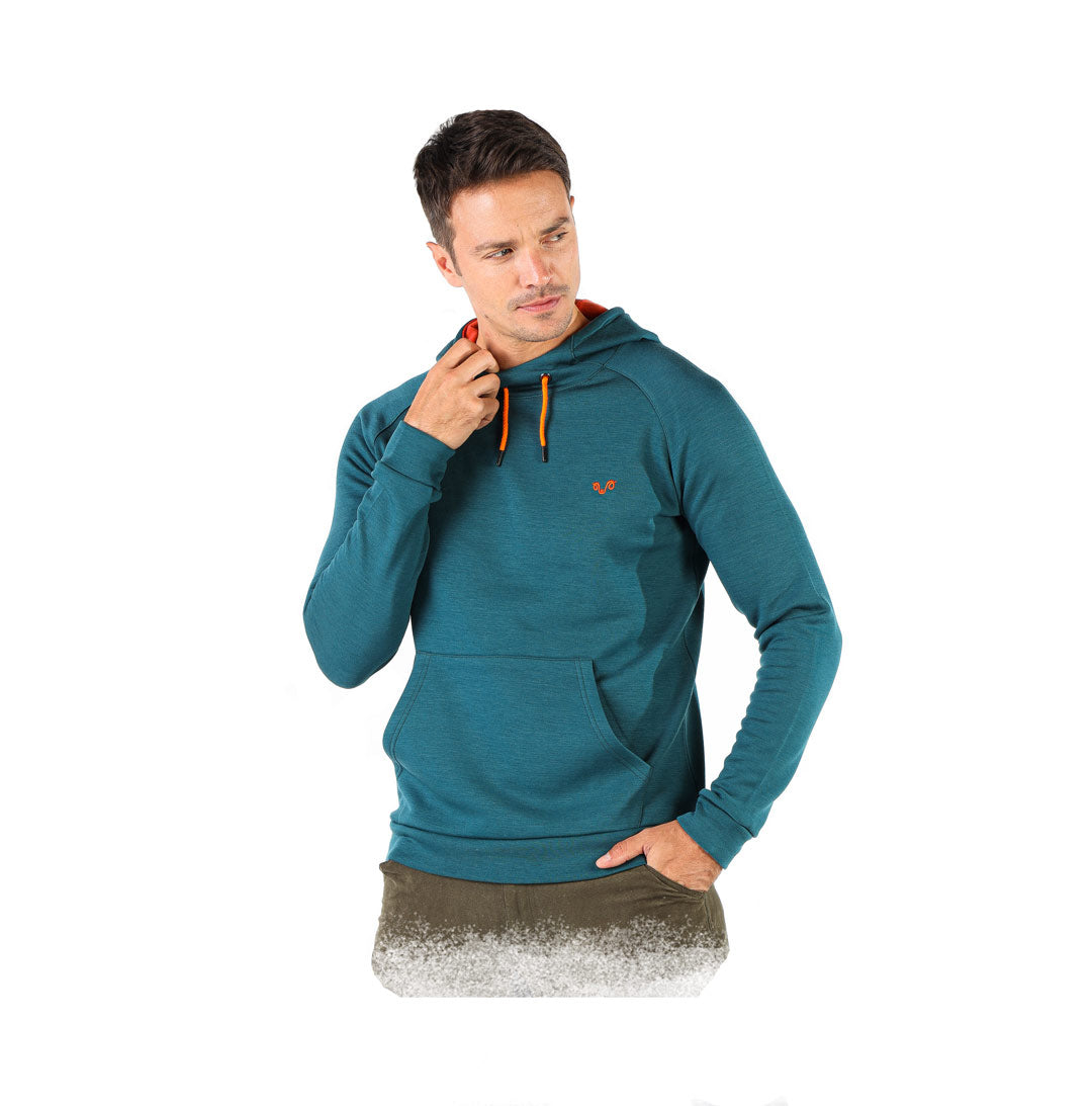 Scout - Hoodie cu gluga  - 100% Lana Merino Verde albăstrui, S