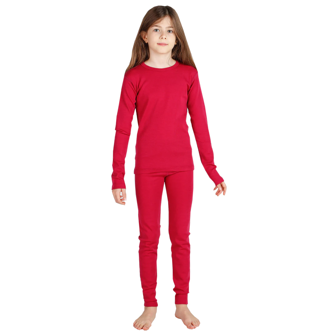 Set Lenjerie Termica Copii - 100% Lana Merino Fuchsia, 3-4 ani