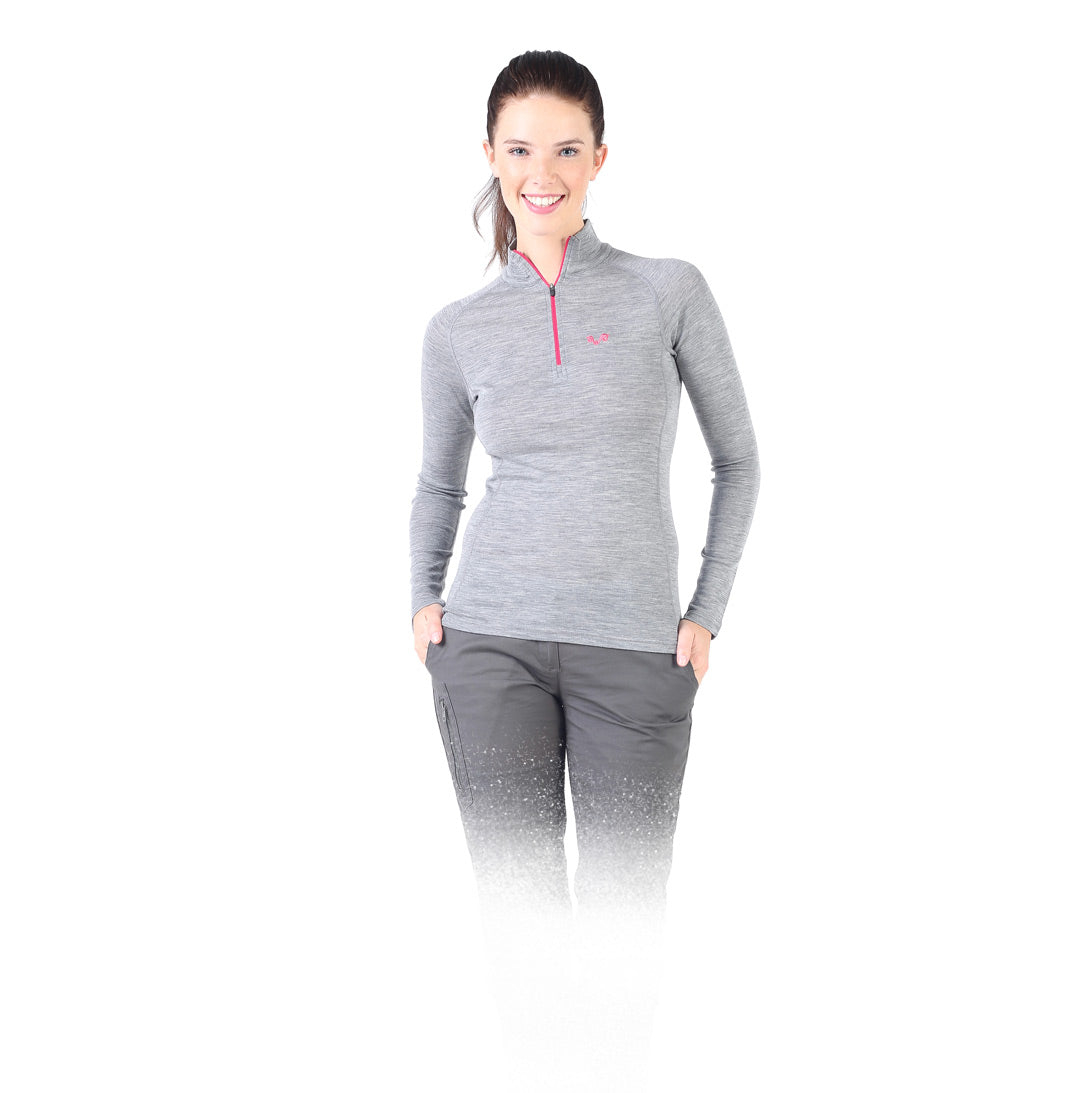 Vega - Bluza cu maneca lunga (cu fermoar) - 100% Lana Merino S, Negru