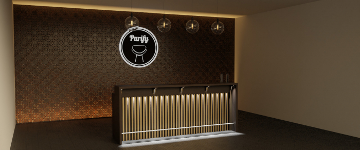 Bar modern din pal melaminat  si lemn masiv cu insertii metalice la comanda Modus [7]