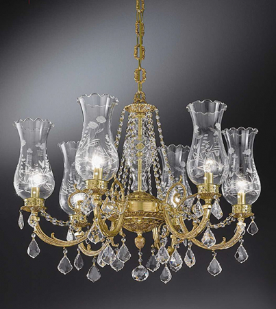 Corpuri De Iluminat - Lampa suspendata cu 6 lumini din alama cu pandantive din cristial Pur 136
