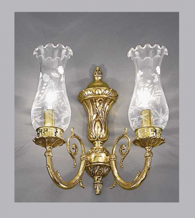 Corpuri De Iluminat - Lampa de perete cu 2 lumini din alama cu sticlă gravată gravată Pur 216
