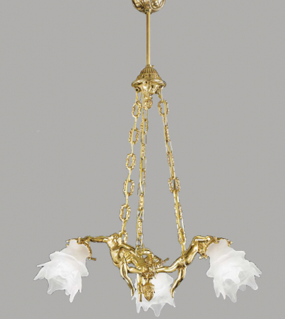 Corpuri De Iluminat - Lampa suspendata cu 3 lumini din alama si sticla Pur 154